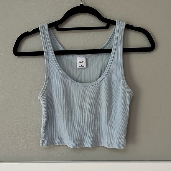 TNA Tops - TNA Ribbed Crop Tank in Pastel Blue
